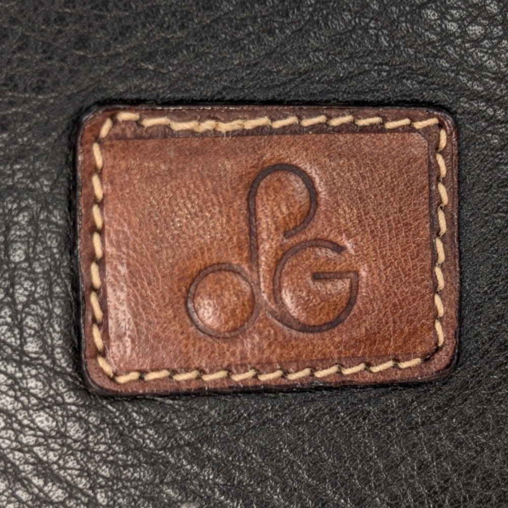 DG Monogram Leather Hobo Shoulder Bag Black Brown Two Tone Quiet Luxury Boho Y2K - Picture 3 of 12